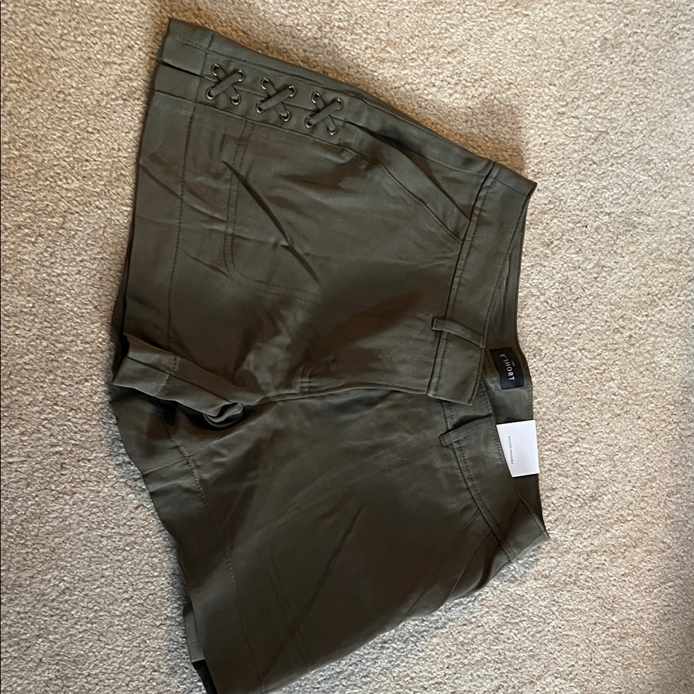 White House Black Market Khaki Lace-Up Shorts